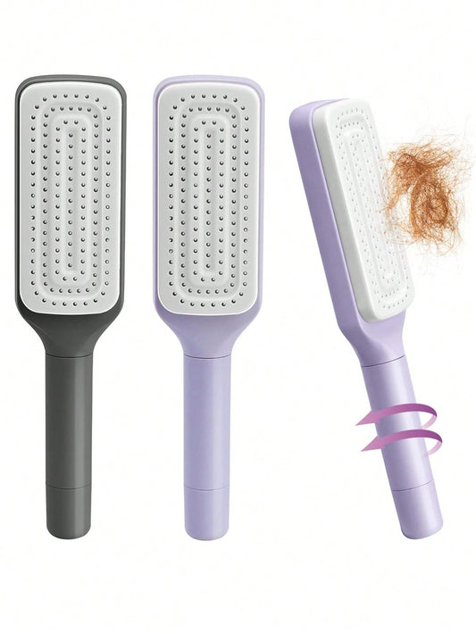 Self-Cleaning Hairbrush for Women – One-Key Cleaning, Anti-Static Detangling Comb, Scalp Massage Airbag Brush, Travel & Beauty Salon Essential, Suitable for Curly Hair, Barber Tools & Hair Care Accessories